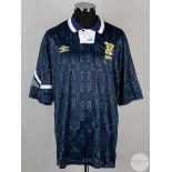 Blue and white un-numbered Scotland Euro 92 short-sleeved shirt, 1992