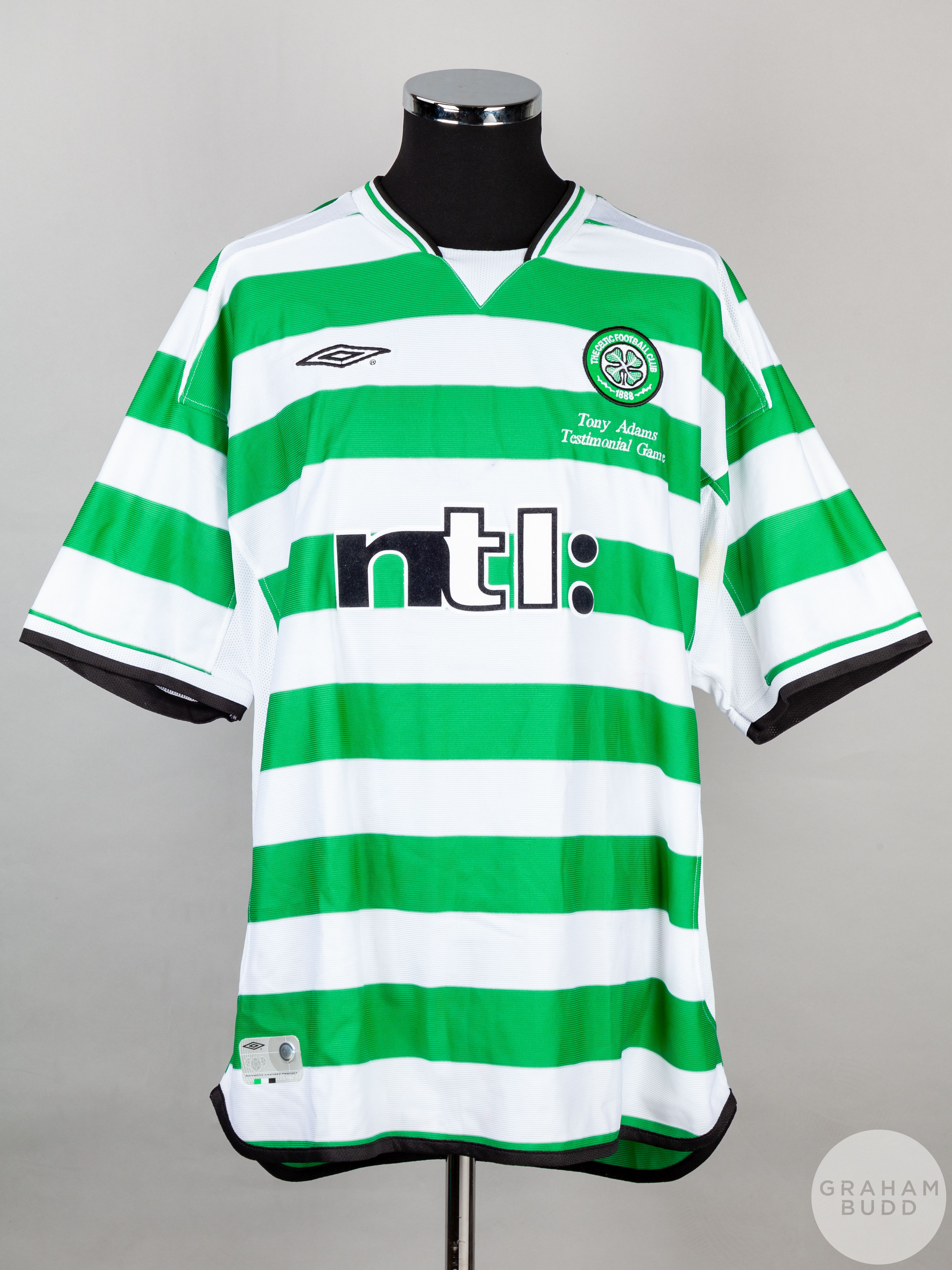 Joos Valgaeren green and white No.5 Celtic v. Arsenal Tony Adams Testimonial shirt