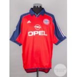 Mario Basler red and blue No.14 Bayern Munich Champions League short-sleeved shirt