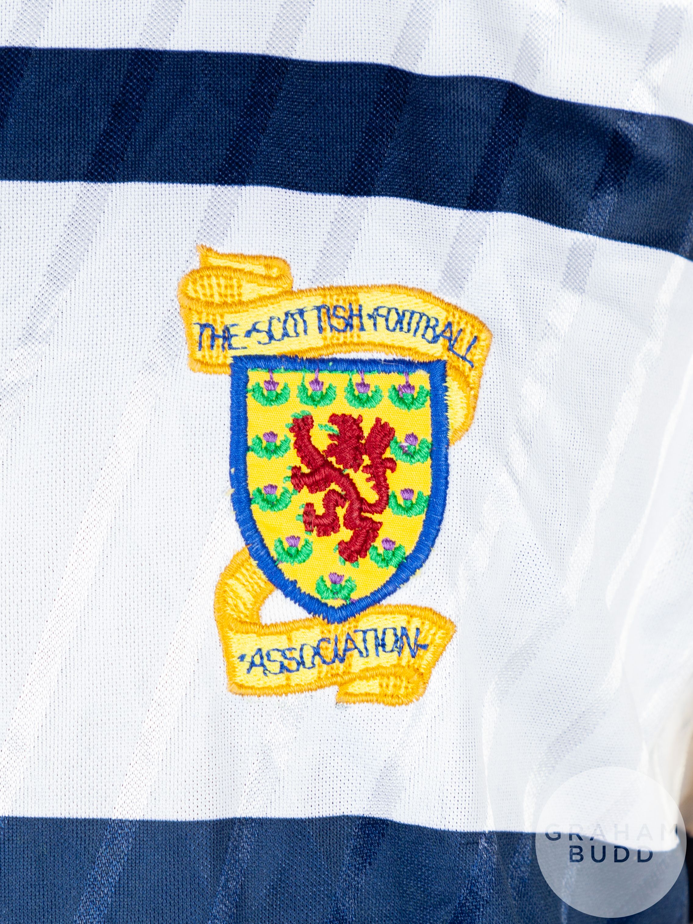 White, yellow and blue No.6 Scotland international short-sleeved shirt, 1988-91 - Image 3 of 5