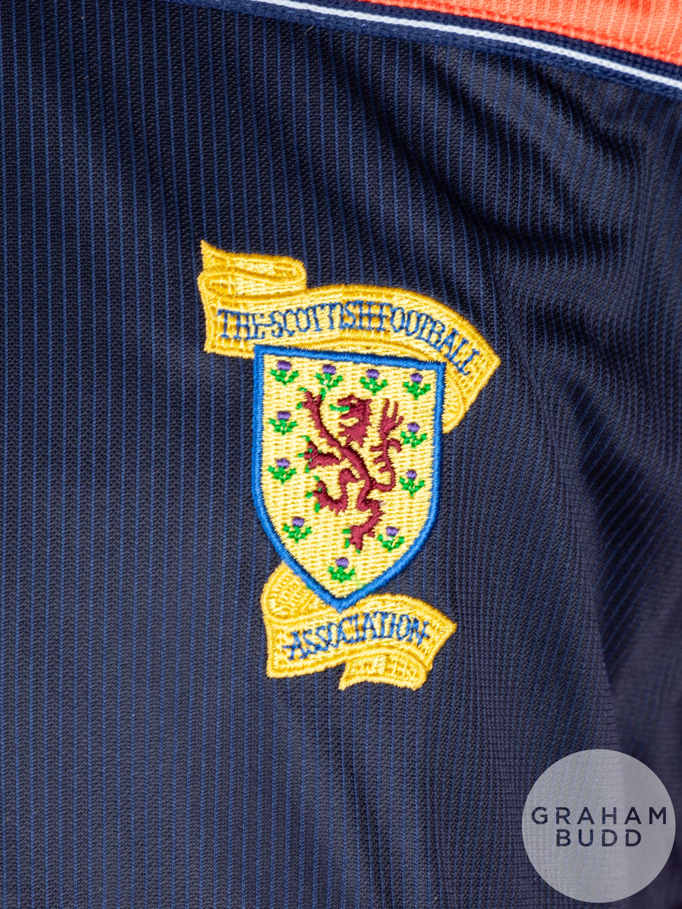 Derek Whyte salmon pink and blue No.13 Scotland v. Germany long-sleeved shirt - Image 3 of 5