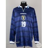 Blue and white No.19 Scotland international long-sleeved shirt, 1998-2000