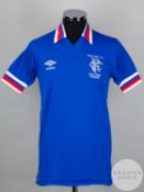 Alex Miller blue No.14 Rangers match worn Scottish Cup Final short-sleeved shirt, 1980