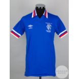 Alex Miller blue No.14 Rangers match worn Scottish Cup Final short-sleeved shirt, 1980