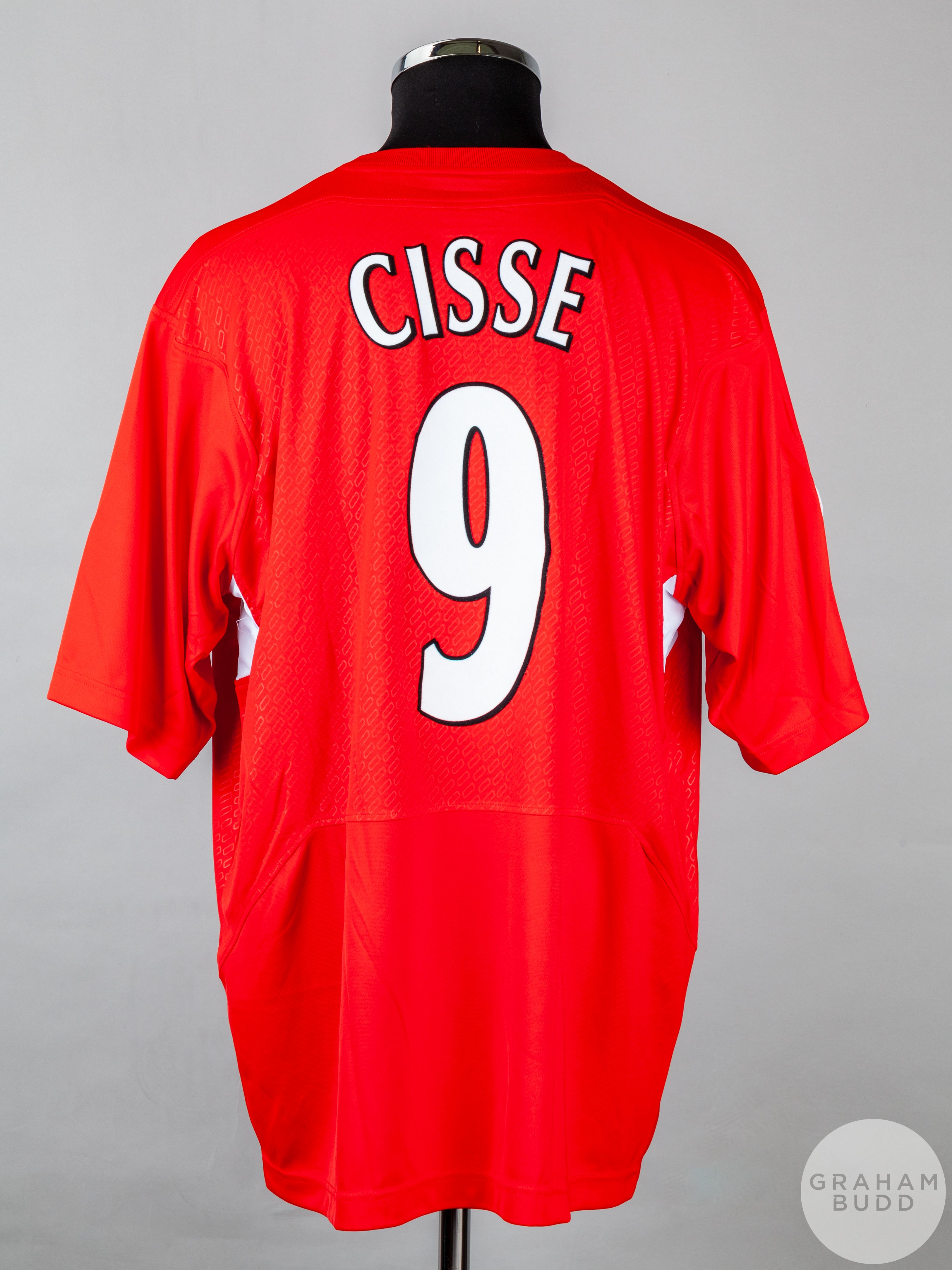 Djibril Cisse red and white No.9 Liverpool Super Cup match issued short-sleeved shirt - Image 2 of 5
