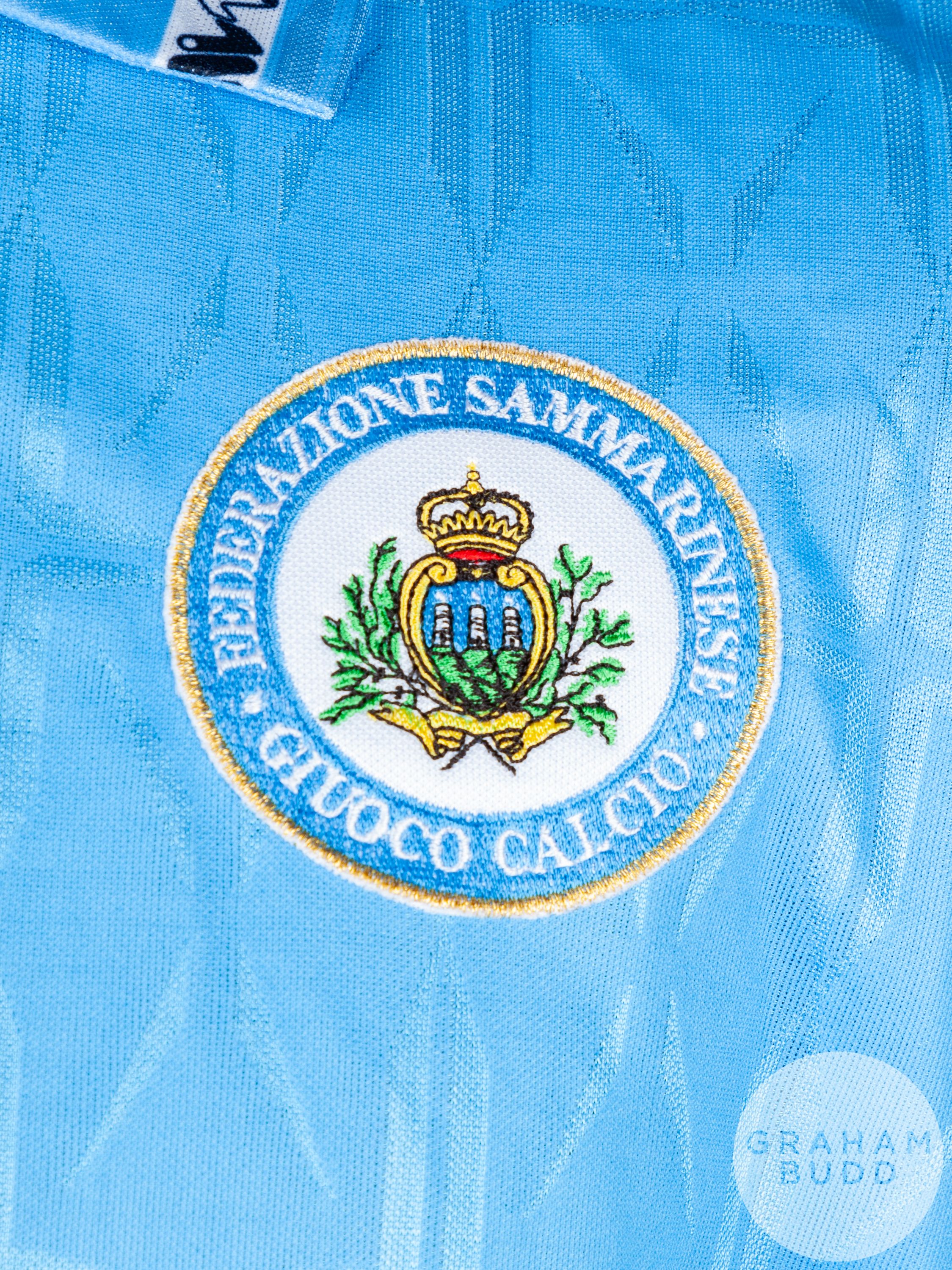 Sky blue No.13 San Marino v. Scotland match issued long-sleeved shirt, 1995, - Image 3 of 4