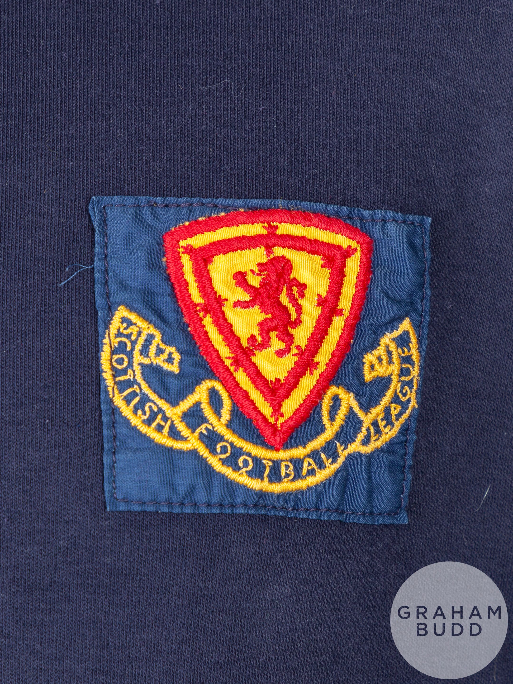 Jim Brogan blue and white No.6 Scottish Football League match worn long-sleeved shirt - Image 3 of 4