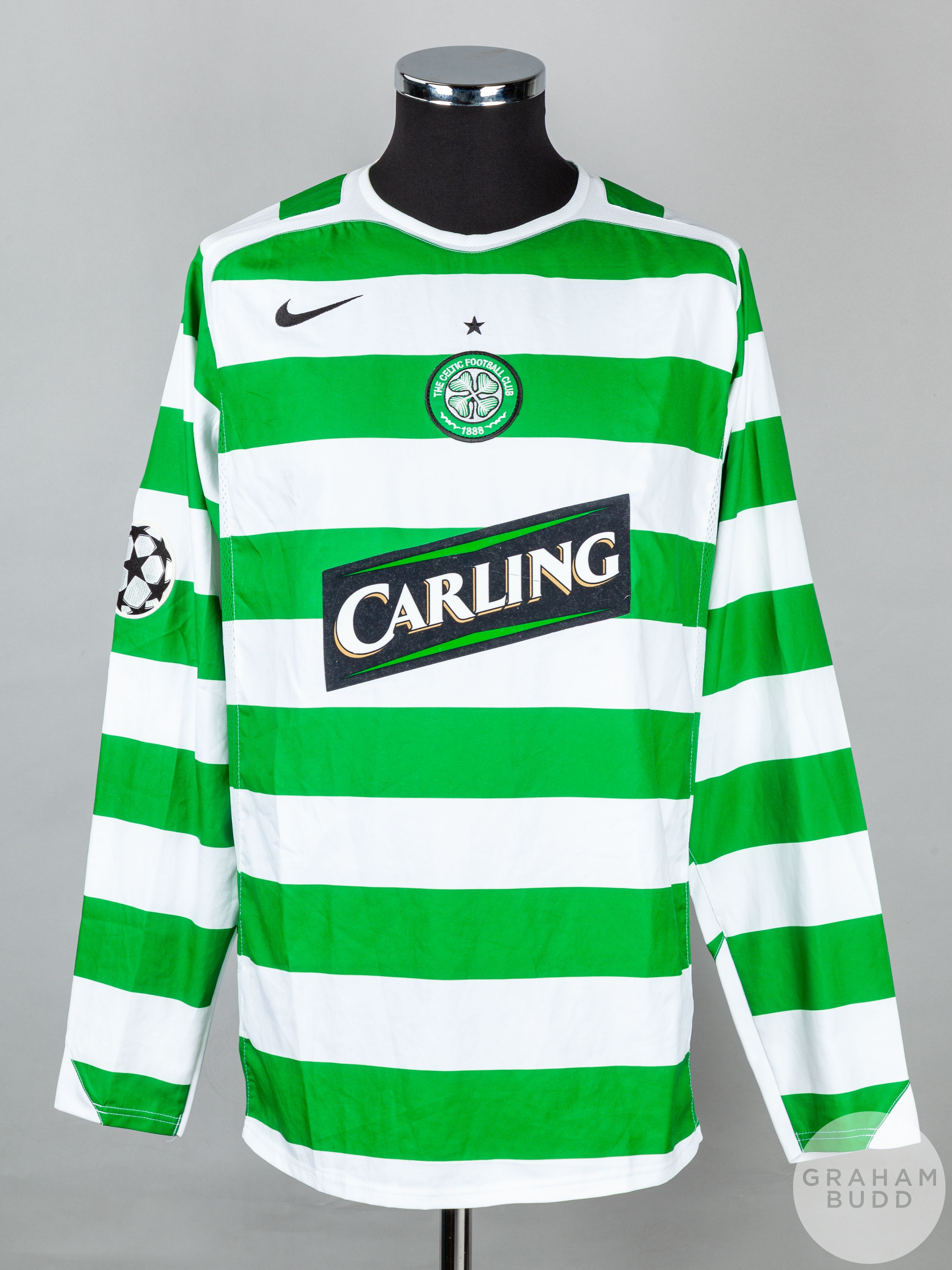 Thomas Gravesen green and white No.16 Celtic v. Manchester United long-sleeved shirt