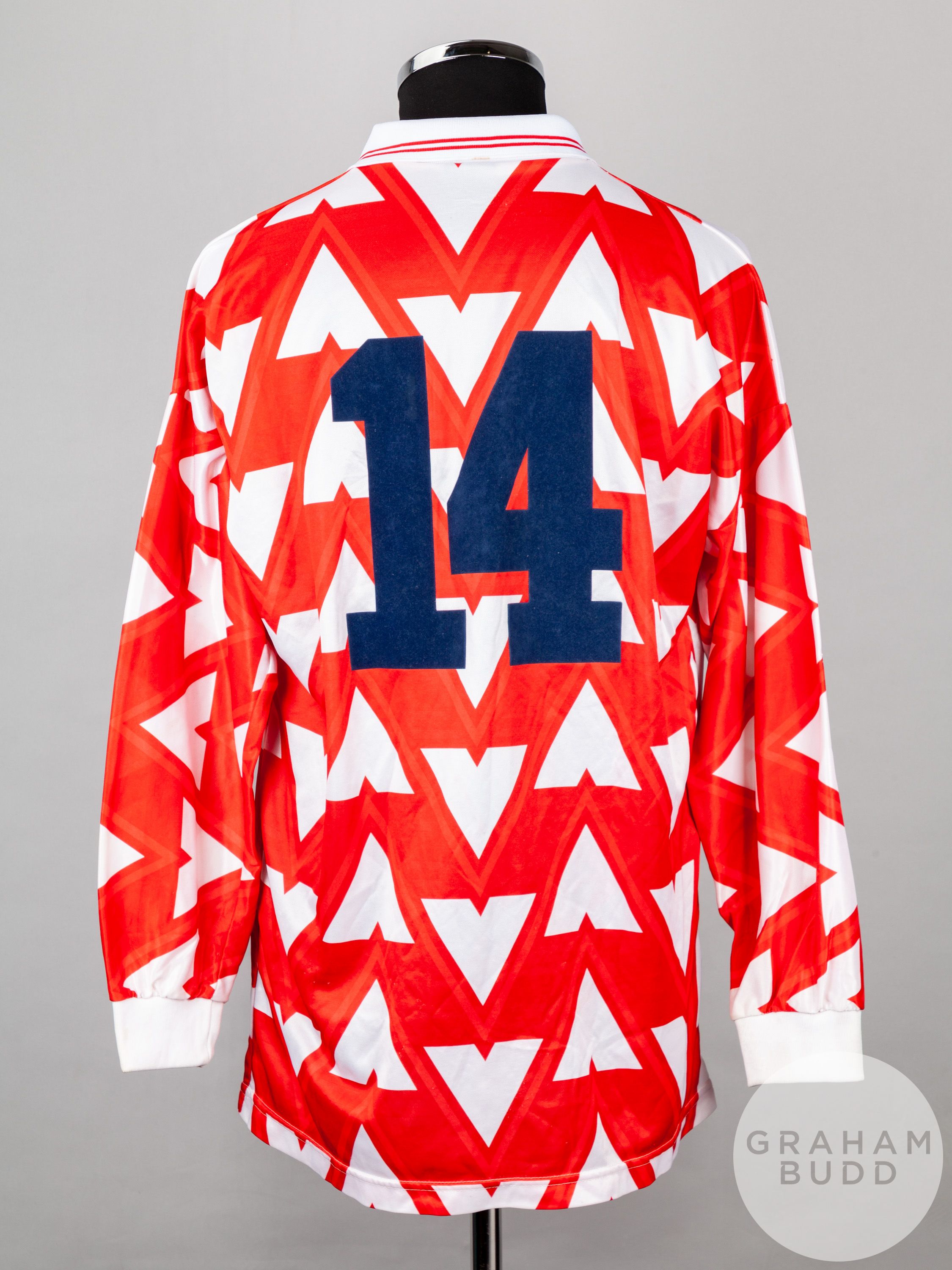 Red and white No.14 Hamilton Academicals long-sleeved shirt, 1992-93 - Image 2 of 4