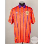 Paul McStay salmon pink and purple No.14 Scotland International short-sleeved shirt