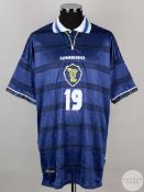Blue and white No.19 Scotland international short-sleeved shirt, 1998-2000