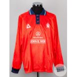 David Moss red and blue No.10 Falkirk long-sleeved shirt, 1998