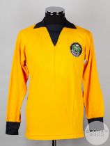 Hugh Cowan yellow and black No.4 Ferranti Thistle match worn long-sleeved shirt