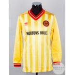 Yellow and red Partick Thistle long-sleeved shirt, 1989-90