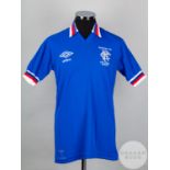 Alex Miller blue No.12 Rangers match worn Scottish Cup Final short-sleeved shirt