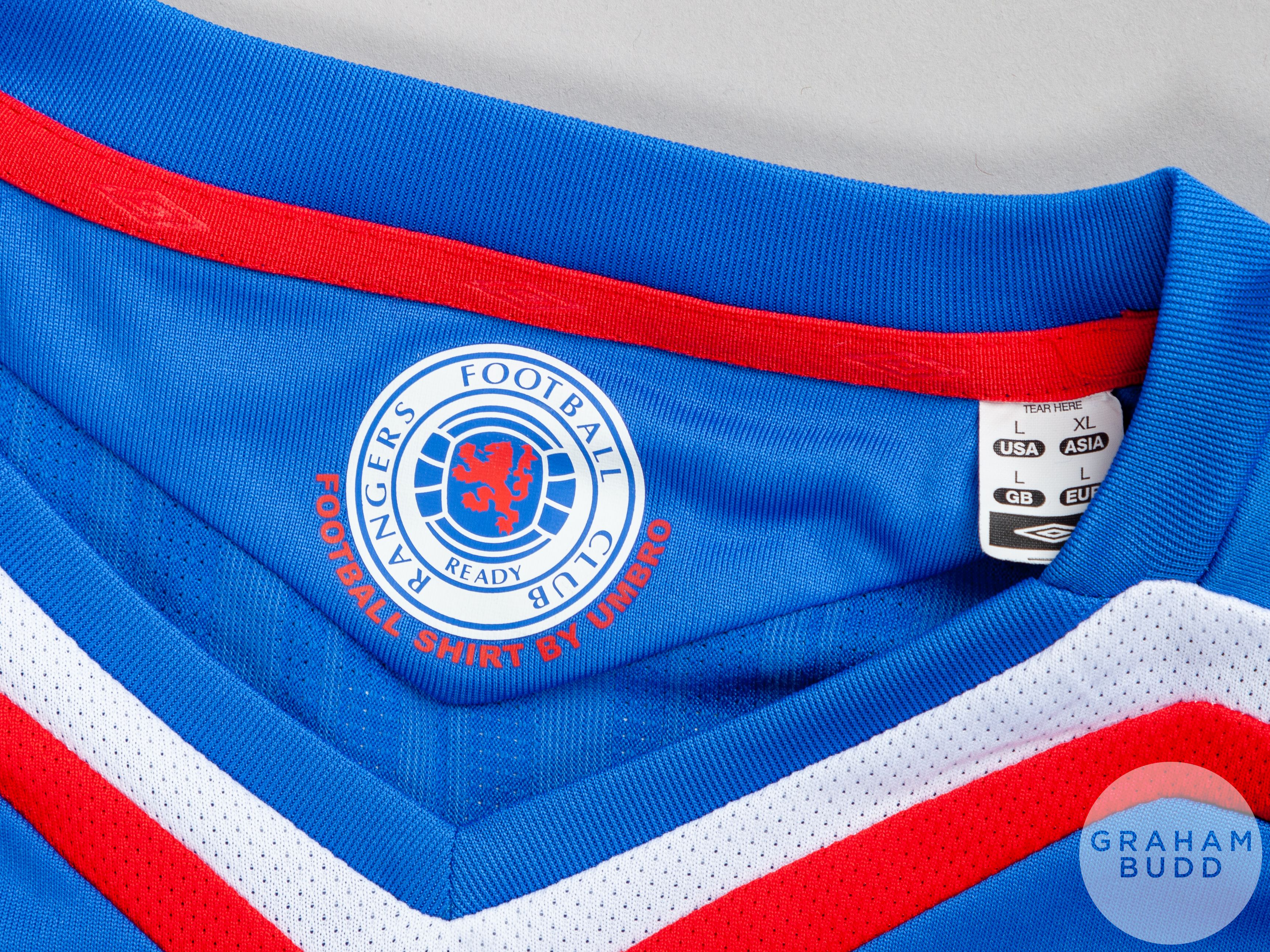Alan Hutton blue, white and red No.2 Rangers Champions League long-sleeved shirt - Image 4 of 5