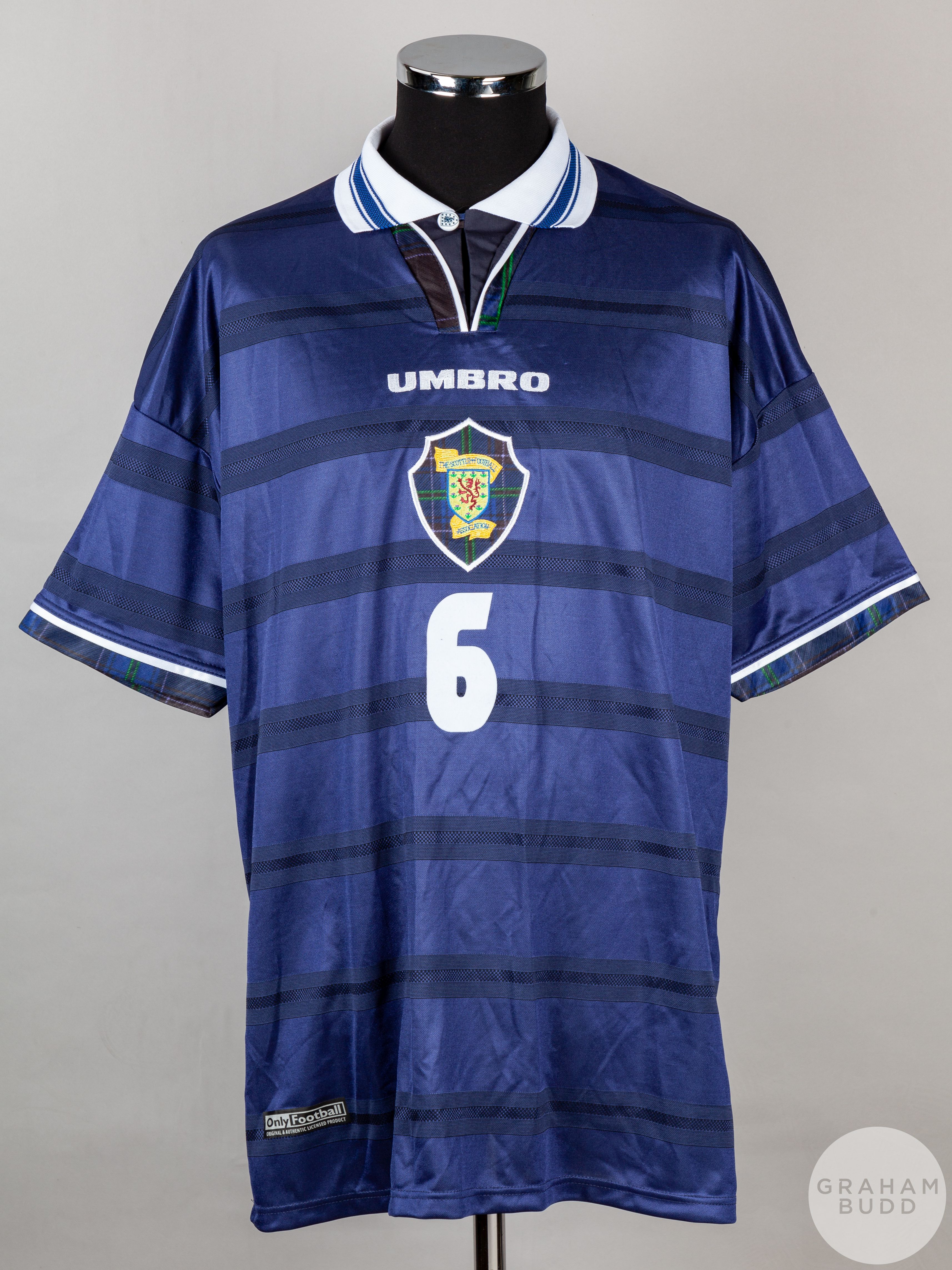 Blue and white No.6 Scotland international short-sleeved shirt, 1998-2000