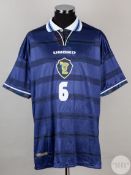 Blue and white No.6 Scotland international short-sleeved shirt, 1998-2000