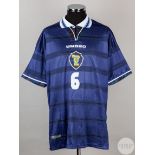 Blue and white No.6 Scotland international short-sleeved shirt, 1998-2000