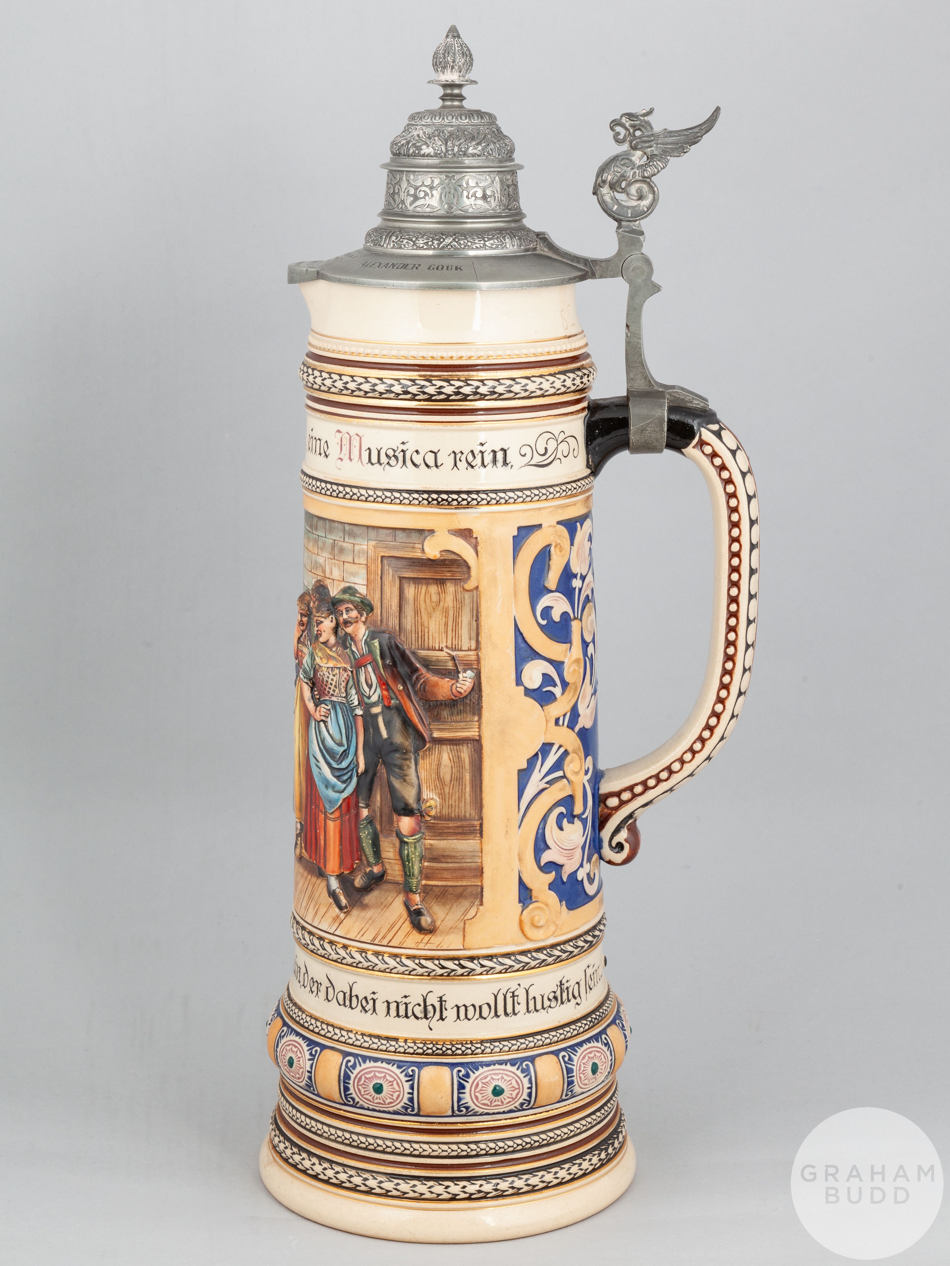 Large 19th Century German stoneware stein - Image 3 of 5