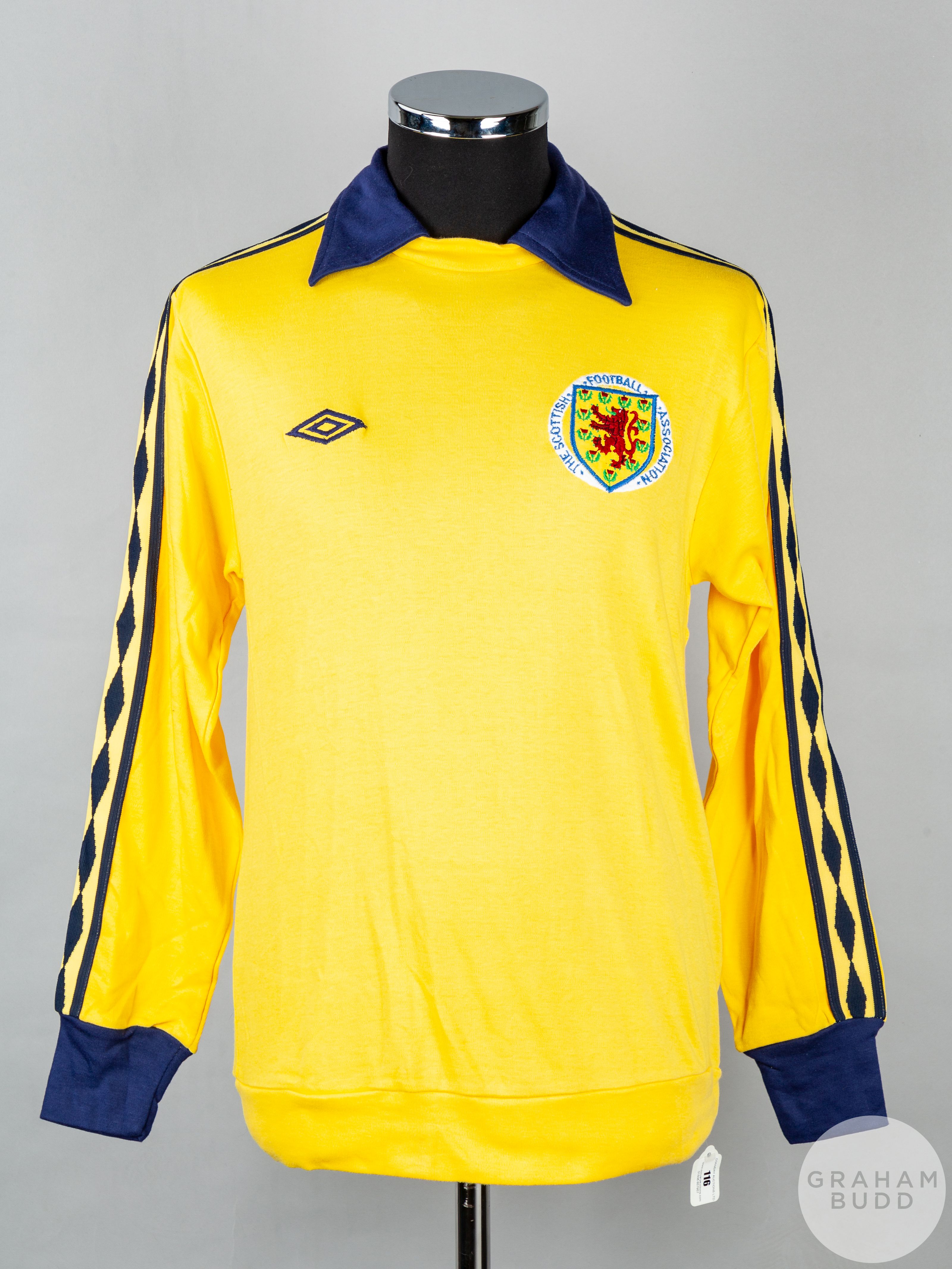 Rare yellow and blue Scotland International goalkeepers shirt