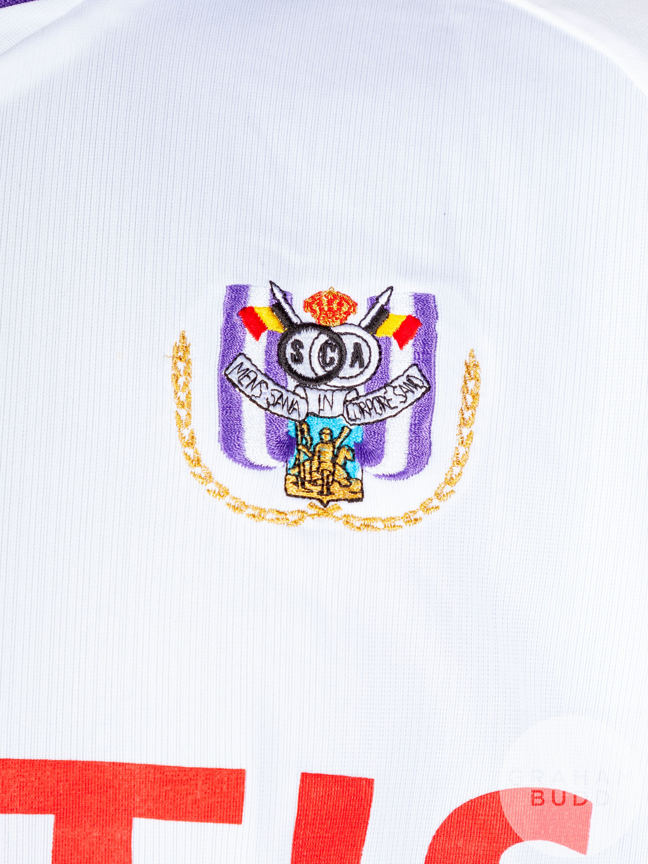 White and purple No.15 Anderlecht John Brown Testimonial short-sleeved shirt - Image 3 of 5