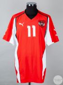 Red and white No.11 Austria v. Scotland International short-sleeved shirt
