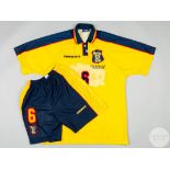 Tosh McKinlay yellow and blue No.6 Scotland match issued 1998 World Cup short-sleeved shirt