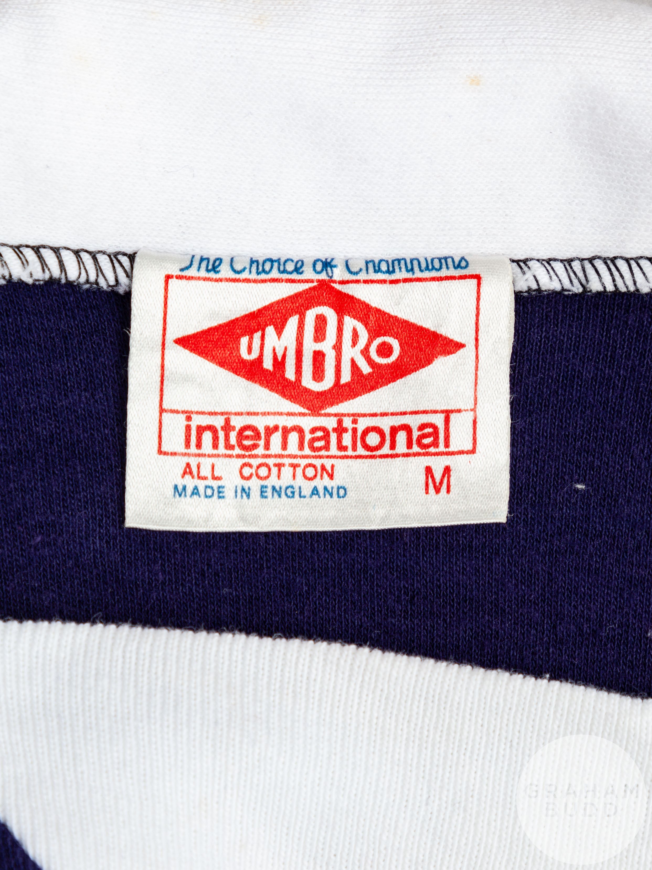 Lou Macari blue and white No.10 Scotland v. England long-sleeved shirt - Image 4 of 5