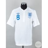Frank Lampard white No.8 England match issued short-sleeve shirt