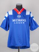 John Brown blue, white and red No.6 Rangers short-sleeved shirt, 1992-94,