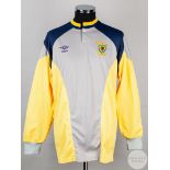 Andy Goram grey, yellow and blue No.12 Scotland goalkeeper shirt, 1990