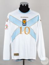 Garry O'Connor white and sky blue No.10 Scotland long-sleeved shirt, 2007