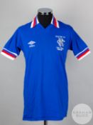 Alex Miller blue No.2 Rangers v. Dundee United short-sleeved shirt, 1981