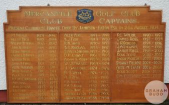 Large Mercantile Golf Club Club Captains honour board