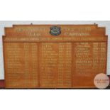 Large Mercantile Golf Club Club Captains honour board