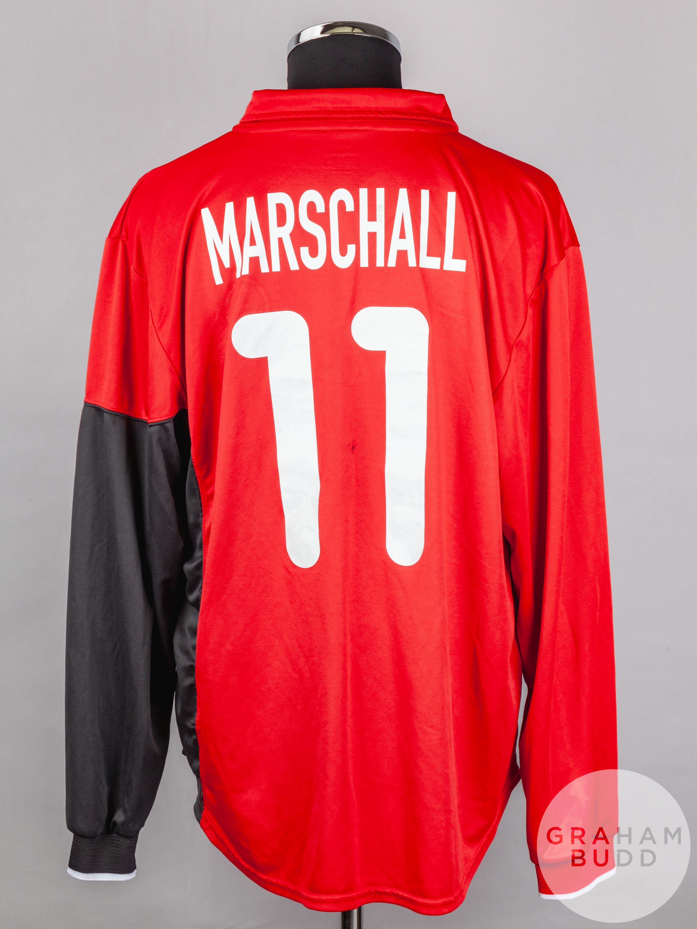 Olaf Marschall red and black No.11 Kaiserslautern long-sleeved shirt, 2000 - Image 2 of 6