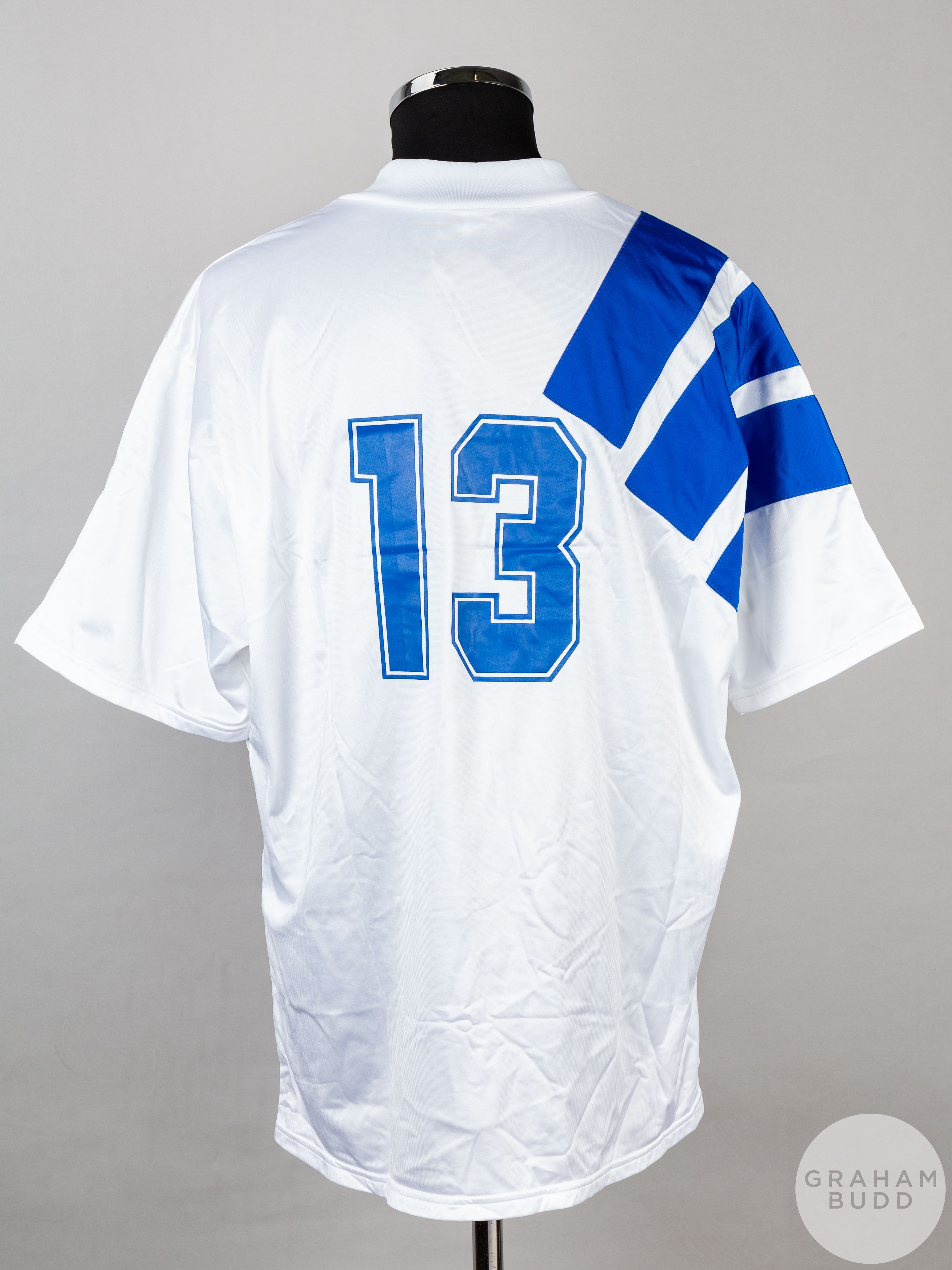 Erik Holmgren white and blue No.13 Finland match issued short-sleeved shirt - Image 2 of 4