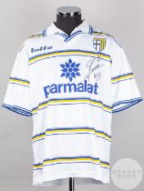 Lilian Thuram white, yellow and blue No.21 Parma short-sleeved, 1995-96