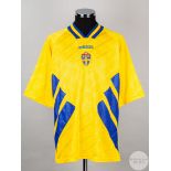 Yellow and blue No.2 Sweden v. Scotland short-sleeved shirt, 1995