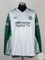 Rab Douglas grey and green No.20 Celtic goalkeepers shirt, 2002-03