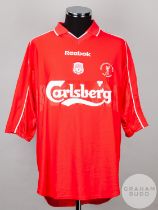 Alex Miller red and white Liverpool Treble Cup-winning commemorative shirt