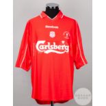 Alex Miller red and white Liverpool Treble Cup-winning commemorative shirt