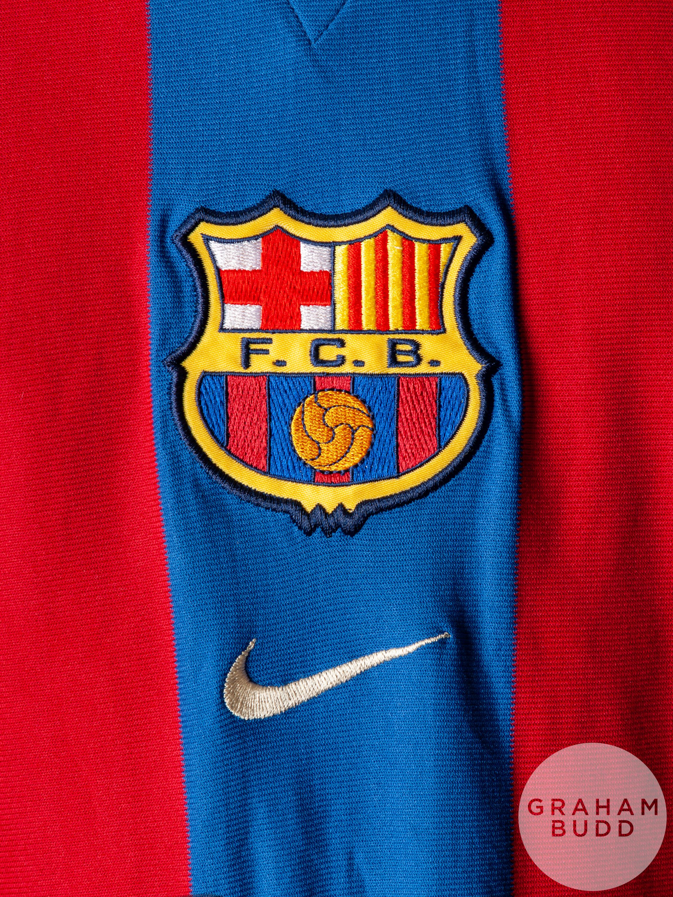 Frank De Boer, garnet and blue No.3 Barcelona Champions League short-shirt - Image 3 of 7