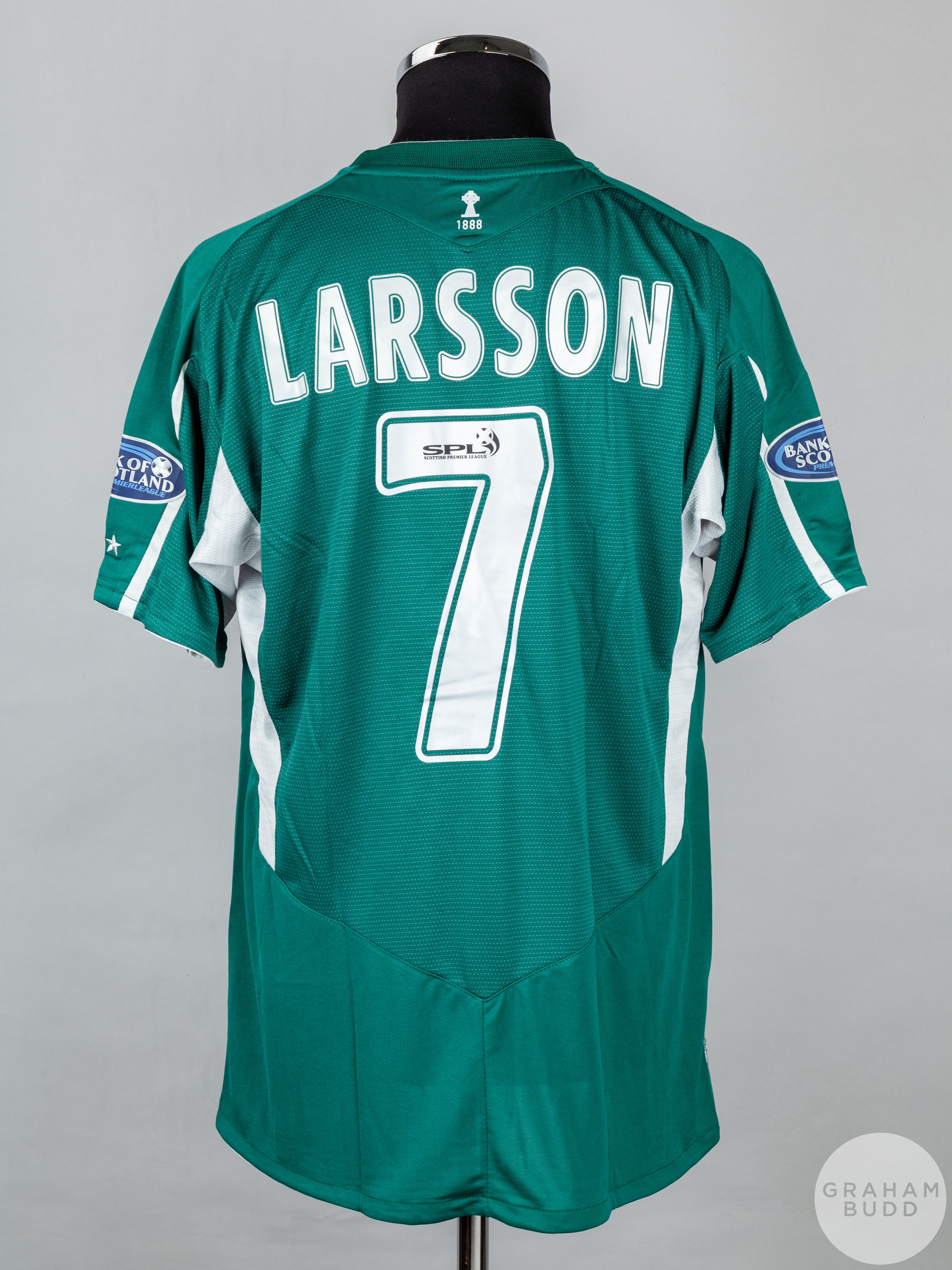 Henrik Larsson green and grey No.7 Celtic short-sleeved shirt, 2004-05, - Image 2 of 5