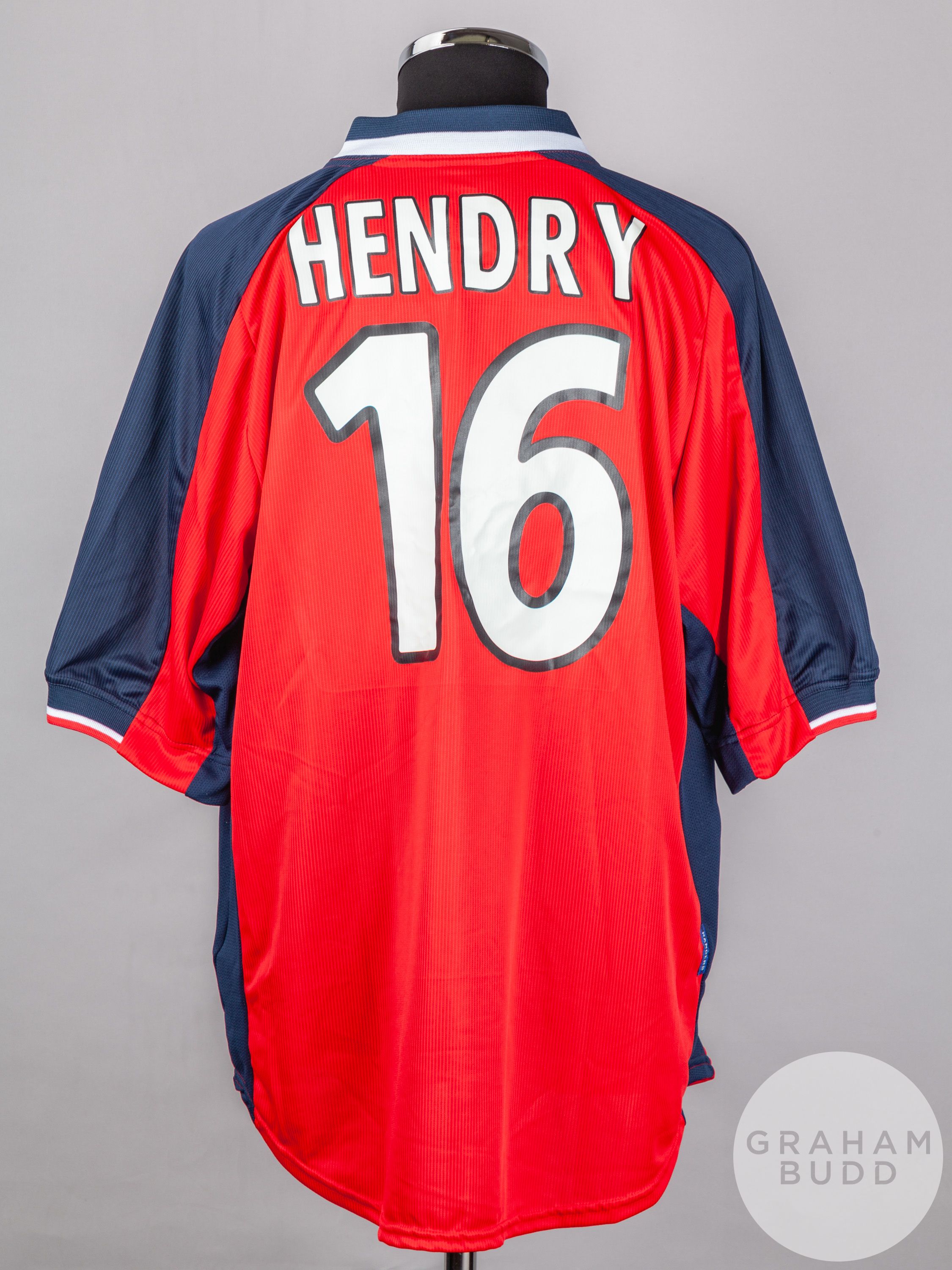 Colin Hendry red and blue No.16 Rangers short-sleeved shirt, 1999-2000 - Image 2 of 7