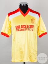 Yellow, red and white No.12 Albion Rovers short-sleeved shirt, 1988-89