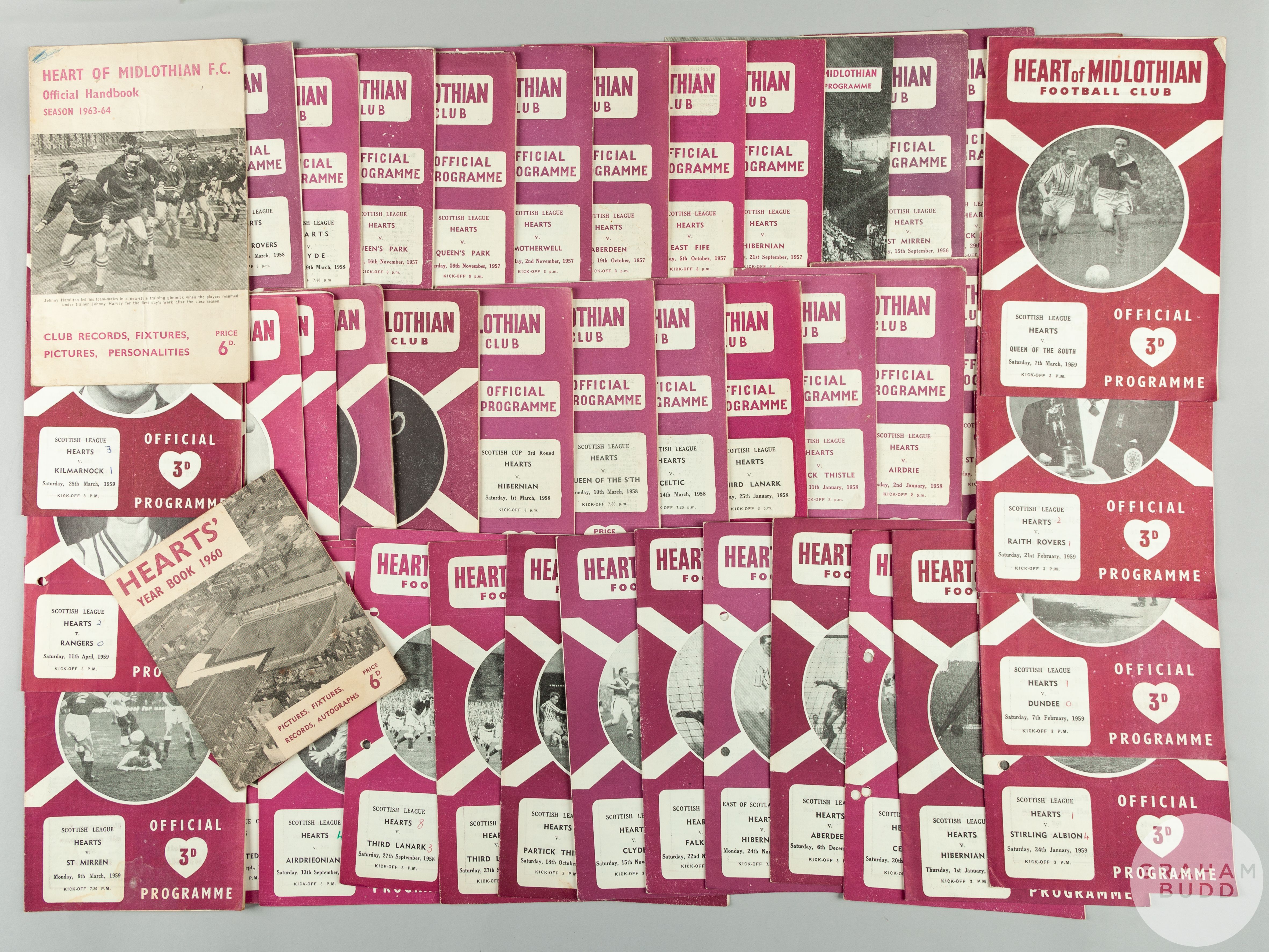 Collection of forty-four Heart of Midlothian match programmes from 1956 to 1964