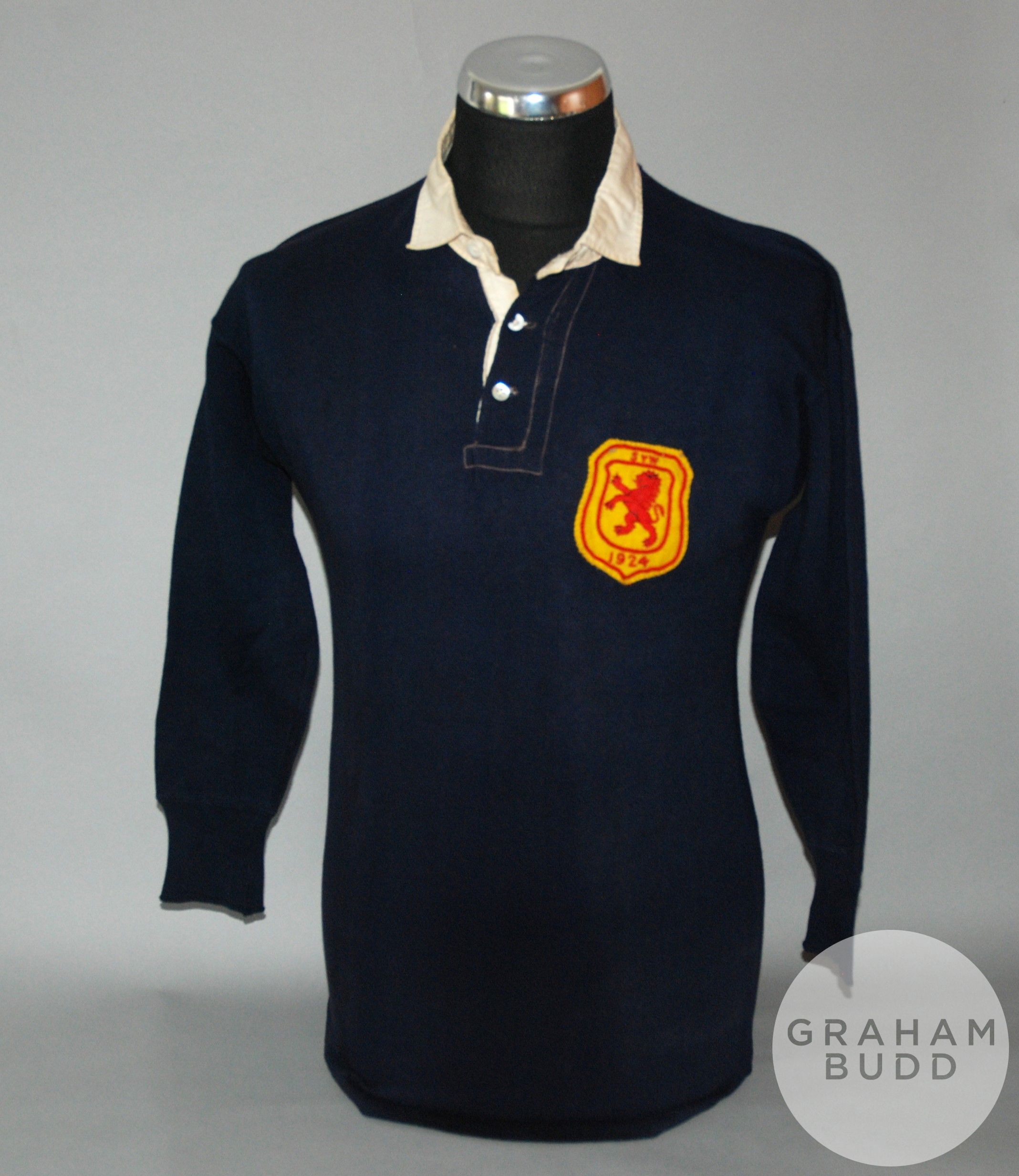 Alan Morton blue and white Scotland v. Wales match worn International shirt, 1924