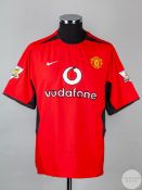 Gary Neville red and black No.2 Manchester United short-sleeve shirt
